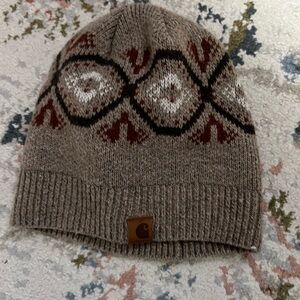 Carhartt Brown and Cream Knit Beanie